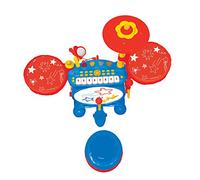 LEXIBOOK Electronic Drum Set for children, musical toy game, realistic drum sound, 8-keys keyboard, MP3 plug, seat included, blue/red, K610LXB