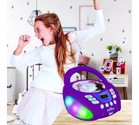 Lexibook, Frozen, Bluetooth CD Player for Kids, Portable, Multicoloured Light Effects, Microphone, Aux-in Jack, AC or Battery-Operated, Girls, Boys, Purple, RCD109FZLXB