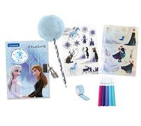LEXIBOOK, Frozen, Electronic Secret Diary with Light Effects Key and Padlock Sticker Sheets, Pompom Pen, Blue/Purple, SD30FZ