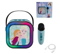 Lexibook, Frozen, Karaoke Speaker, 1 Microphone, Blue, BTC020FZ | Portable Bluetooth karaoke speaker with wireless micro, USB-C battery, colourful lights and compact travel design