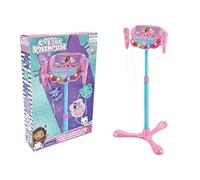 Lexibook, Gabby’s Dollhouse, Luminous Bluetooth speaker on stand for children, musical game, adjustable height, light effects, 2 microphones included, S160GDH, Pink/blue