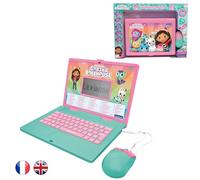 Lexibook, Gabby's Dollhouse, Bilingual ENGLISH/FRENCH Educational computer, Toy for children with 124 language, writing, maths, logic, music activities and games, Pink/blue, JC598GDHi1LXB
