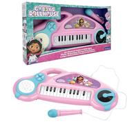 LEXIBOOK, Gabby's Dollhouse, Electronic piano for children with light effects, microphone, drums, built-in speaker, demo tunes, DJ player, Pink/blue, K704GDHLXB