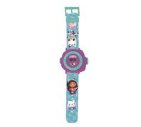 LEXIBOOK, Gabby's Dollhouse, Adjustable Projection Watch with Digital Screen, 20 Images of The Gabby's Dollhouse Series, for Children, Blue/Purple, DMW050GDHLXB