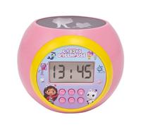 LEXIBOOK, Gabby's Dollhouse, Alarm clock-projector with alarm and snooze function, nightlight with timer, LCD screen, battery-operated, Pink, RL977GDHLXB