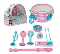 LEXIBOOK, Gabby's Dollhouse, Set of 7 musical instruments (Drum, Maracas, Castanet, Harmonica, Flute, Trumpet, Tambourine), Musical Toy, Handy to carry, Pink/blue, K360GDHLXB
