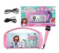 LEXIBOOK, Gabby's Dollhouse, Wireless light speaker with microphone, Stereo sound, Karaoke function, USB and SD card ports, Rechargeable battery, Carrying handle, Pink, BTP585GDHZ