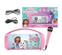 Lexibook, Gabby's Dollhouse, Wireless light speaker with microphone, Stereo sound, Karaoke function, USB and SD card ports, Rechargeable battery, Carrying handle, Pink, BTP585GDHZLXB