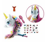 LEXIBOOK, Interactive Unicorn hair styling head, Long and silky hair, Interactive, Magic music and accessories, for kids 3+, White/Pink, SHUNI