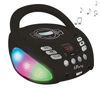 Lexibook, iParty, Bluetooth CD Player for Kids, Portable, Multicoloured Light Effects, Microphone, Aux-in Jack, AC or Battery-Operated, Girls, Boys, Black, RCD109BK