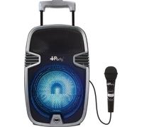 LEXIBOOK, iParty, Bluetooth Karaoke Speaker, Trolley with Light Effects and mic Included, Rechargeable Battery, Black/Silver, K8250
