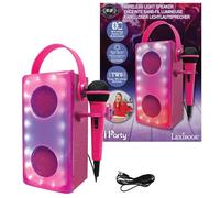 LEXIBOOK iParty Bluetooth Speaker with Mic Pink BTP185PKZ | Multicolour lights, SD/TF card slot, rechargeable battery