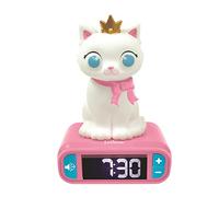 LEXIBOOK, Kitten Nightlight Alarm Clock, RL800KT | Sounds & Melodies, LCD Backlit screen, Luminous, Snooze, White/Pink