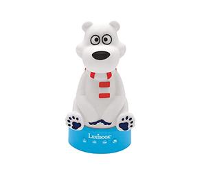 Lexibook - Lighted Teddy Bear Storyteller Night Light for Boys and Girls, 30 Stories in German, Blue, White, Red STN01ANXDE
