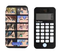 LEXIBOOK, Manga, Pocket Calculator with Protection Cover, Conventional and Advanced Calculator Functions, battery and solar-powered, Black, C45MANLXB