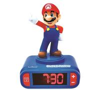 LEXIBOOK, Mario Nightlight Alarm Clock, RL800NILXB | Sounds & Melodies, LCD Backlit screen, Luminous, Snooze, Red/Blue