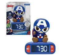 Lexibook, Marvel, Avengers Nightlight Alarm Clock, Sounds and Melodies, Backlit LCD Screen, Luminous, Snooze, Blue, Small