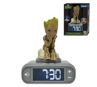 LEXIBOOK, Marvel Guardians of the Galaxy, Groot Nightlight Alarm Clock, Sounds and Melodies, Backlit LCD Screen, Illuminated, Snooze, Grey/brown, One size