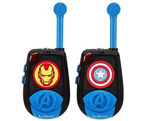 Lexibook Marvel The Avengers Iron Man Walkie-talkies 2 km, Morse Light function, 2 channels, Belt clip for transport, Battery, Black/Blue, TW25AV
