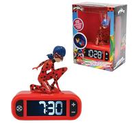 LEXIBOOK, Miraculous Ladybug Cat Noir, Ladybug Nightlight alarm clock, Sounds and Melodies, LCD Backlit screen, Luminous, Snooze, Red, RL800MILXB