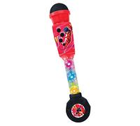 Lexibook Miraculous Lighting Microphone for children, musical toy game, built-in speaker, light effects, Aux-in cable plug, red/black, MIC90MI