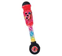 Lexibook Miraculous Lighting Microphone for children, musical toy game, built-in speaker, light effects, Aux-in cable plug, red/black, MIC90MI
