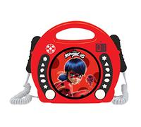 Lexibook, Miraculous Ladybug Cat Noir, Portable CD player with Microphones, Music Player, Repeat and Programming, Karaoke, Headphones jack, Red, RCDK100MI