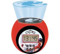 LEXIBOOK, Miraculous Ladybug Cat Noir, Projector Alarm Clock with snooze function and alarm function, Night light with timer, LCD screen, battery operated, Red/Black, RL977MI