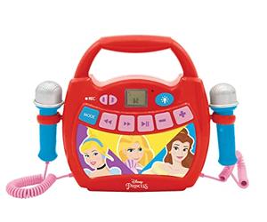 Lexibook MP300DPZ Disney Princess, My First Karaoke Digital Player with 2 Toy mics, Wireless, Record and Voice Changer Functions, Red