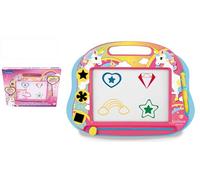 LEXIBOOK Multicolor Magic Magnetic Unicorn Drawing Board, Artistic Creative Toy for Girls, Stylus Pen and Stamps, Pink/Blue, CRUNI550LXB