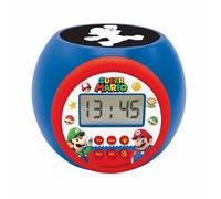 LEXIBOOK, Nintendo Super Mario Projector alarm clock with snooze function and alarm function, Night light with timer, LCD screen, battery operated, RL977NILXB