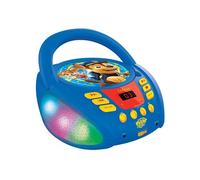 Lexibook, Paw Patrol, Bluetooth CD player for kids, Portable, Multicoloured light effects, Microphone jack, Aux-in jack, AC or battery-operated, Girls, Boys, Blue/Red, RCD109PALXB