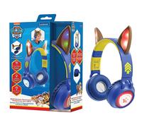HPBT015PA Paw Patrol, 2-1 Wireless and Wired Headphones with Chase Ears, Sound to 85 dB, Light Effects, Foldable, Adjustable, Rechargeable, Blue,