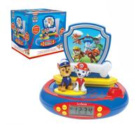 Lexibook Paw Patrol Chase Projector Radio clock, built-in night light, time projection onto the ceiling, sound effects, battery-powered, Blue/Red, RP500PA