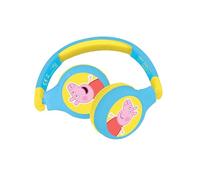 LEXIBOOK, Peppa Pig Bluetooth Headphones, HPBT010PPLXB | 2-in-1 Bluetooth & Wired, Kids safe, Foldable, Adjustable, Yellow/Blue