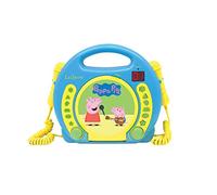Lexibook Peppa Pig Georges CD player for kids with 2 toy microphones, headphones jack, blue, RCDK100PP