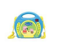 LEXIBOOK Peppa Pig Georges CD player with 2 microphones, Programming function, headphones jack, for kids, with power supply or batteries, Blue/Yellow, RCDK100PPLXB