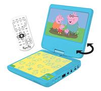 Lexibook, Peppa Pig, Portable DVD player, 7” rotating screen for Children, Remote control, Car charger, USB port, rechargeable battery, blue/yellow, DVDP6PP