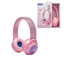 LEXIBOOK, Pink Rhinestone Bluetooth Headphones, HPBT015PKLXB | 2-in-1 Bluetooth & Wired, 3D rhinestone design, Light-up, Volume limited, Pink