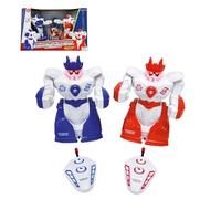 LEXIBOOK, Powerman® Gladiators, Remote Controlled Fighting Robots, Duel combat mode, 5 hits before K.O., Sound and light effects, Blue/red, ROBDUOLXB