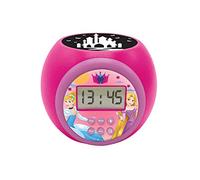 LEXIBOOK Projector Clock Disney Princess with Snooze Alarm Function, Night Light with Timer, LCD Screen, Battery Operated, Pink