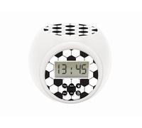 LEXIBOOK Projector Alarm Clock Football with snooze function and alarm function, Night light with timer, LCD screen, battery operated, white/black, RL977FOLXB
