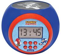 LEXIBOOK, Sonic The Hedgehog, Projector alarm clock with snooze function, night light with timer, LCD screen, battery-operated, Blue, RL977SN