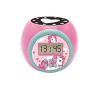 LEXIBOOK Projector Alarm Clock Unicorn with snooze function and alarm function, Night light with timer, LCD screen, battery operated, Pink, RL977UNILXB