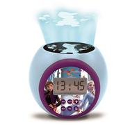 LEXIBOOK, Projector Clock Disney Frozen 2 Anna Elsa with Snooze Alarm Function, Night Light with Timer, LCD Screen, Battery Operated, Blue/Purple, RL977FZLXB