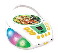 Lexibook RCD109ANX Jungle Animals-Bluetooth CD Player for Kids - Portable, Multicoloured Light Effects, Microphone, Aux-in Jack, AC or Battery-Operated, Girls, Boys, White