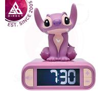 Lexibook RL800D1 3D Disney Stitch Angel Childrens Clock with Night Light