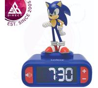 LEXIBOOK, Sonic The Hedgehog, Sonic Night Light Alarm Clock, Sounds and Melodies, Backlit LCD Screen, Luminous, Snooze, Blue, RL800SN