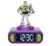 LEXIBOOK, Disney Toy Story Buzz Lightyear, Digital Alarm Clock, 3D Nightlight Figurine, Sound Effects, Backlit LCD Screen, Snooze Function, Purple & Green, RL800TS