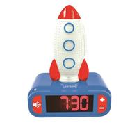 LEXIBOOK, Rocket, Nightlight alarm clock, Sounds and Melodies, LCD Backlit screen, Luminous, Snooze, Blue, RL800SPCLXB